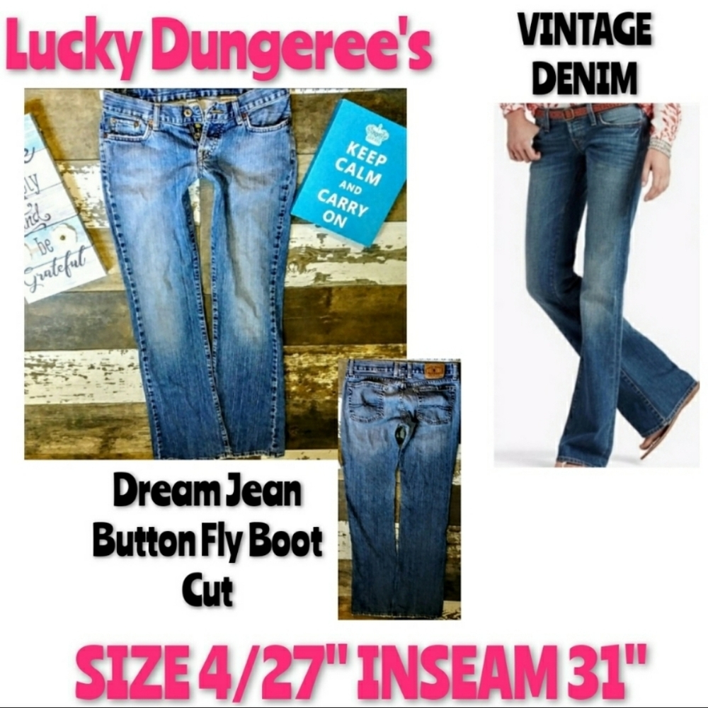 Lucky Brand Jeans Size 27 Boot Cut Button Fly